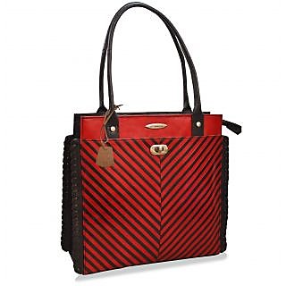 arpera stripes red leather handbag C11340-3A.