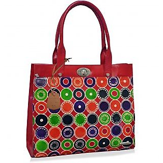 arpera Geometric Genuine Leather Office Bag  red C11524-3A
