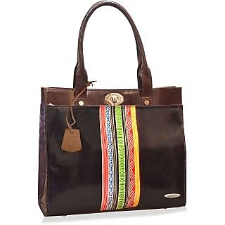 arpera Vintage Genuine Leather Office Bag  black brown  C11524-2A