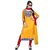 New Half Sleeve Yellow and Red Churidar Salwar Suit