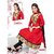Khushali Women's Red Cotton Unstitched Anarkali Salwar Suit Dress material