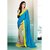 Riti Riwaz  Light Blue & Beige saree with unstitched blouse RBL105