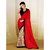 Riti Riwaz Red & Beige saree with unstitched blouse RBL108