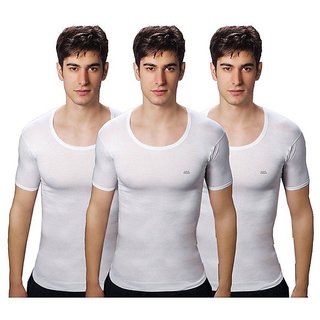 Buy Pack of 3 Shakti (Half SLEEVE) White 100% Cotton Vest - BANIANS ...