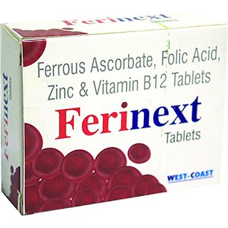 Buy HealthVit Ferinext Tab Ferrous Ascorate Folic Acid Zinc Vitamin B12 ...
