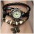 Women Genuine Leather Vintage Bracelet Watch Black