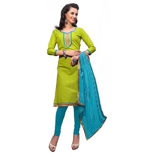 Buy Khushali Presents Fancy Cotton Chudidar Dress Material(Parrot Green,Sky  Blue) Online @ 949 from ShopClues