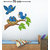 Walltola Pvc Adorable Blue Birds Feeding Kids Wall Sticker