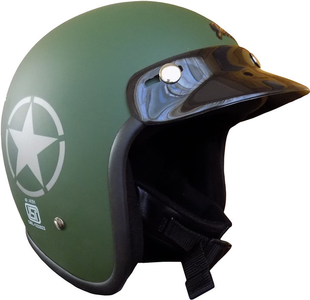 Buy Retro styled Jet Star Helmet ( ISI Approved ) (Military Green Matt ...