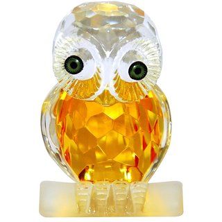 White Crystal Owl In Diamond Cut Feng Shui