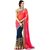 Kalpana Dresses-Womans Designer Self Design Georgette Pink And Navy Blue Saree