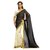 Bollywood Design Cream and Black Faux Georgette Saree With Unstitched Blouse
