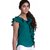 The Office Walk Sleeveless Frill Wave Green Top