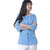 The Office Walk Band Neck Blue Top With Intricate Lace Top