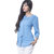 The Office Walk Band Neck Blue Top With Intricate Lace Top