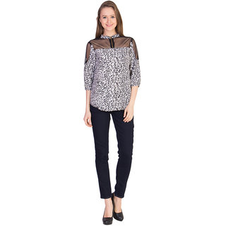 UFC-WWT-00106,WOMENS TOP	BLACK  WHITE PRINTED	CREAB