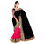 Kaamiri Pink And Black Printed And Border Work Saree