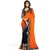 Kaamiri Orange And Black Printed And Border Work Saree