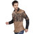 Seven Stitches Mens Cotton Satin Print Brown Slim Fit Shirts