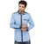 Seven Stitches Mens Cotton Blue Slim Fit Shirts