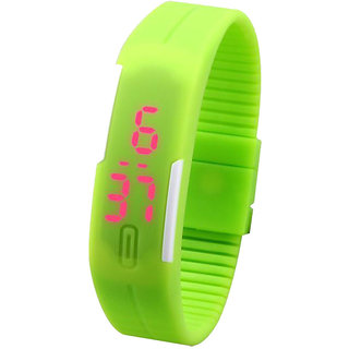 Jelly Slim Men Women Unisex Green LED Digital Casual Bracelet Band Led Watch