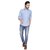 SBA Light Blue Mens Checkered Casual Shirt