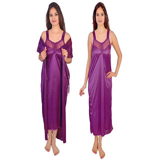 @rk Short Satin Purple color Nighty ,Gown,Sleepware,Robes,Night Dress