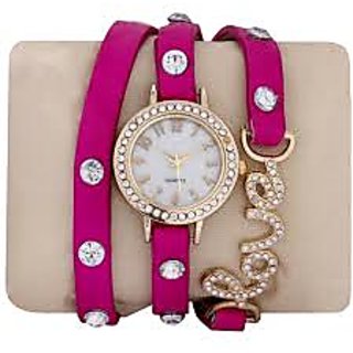 Women Wadding pink love ladies watch