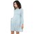 The Office Walk Sky Blue Button-down Short Dress