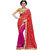 Styloshopper Red And Pink Georgette Saree With Zari border and Embroidery  Mirror Work