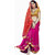 Styloshopper Red And Pink Georgette Saree With Zari border and Embroidery  Mirror Work