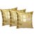 golden square patch leatherite ,beige cushion cover set of 3 pcs