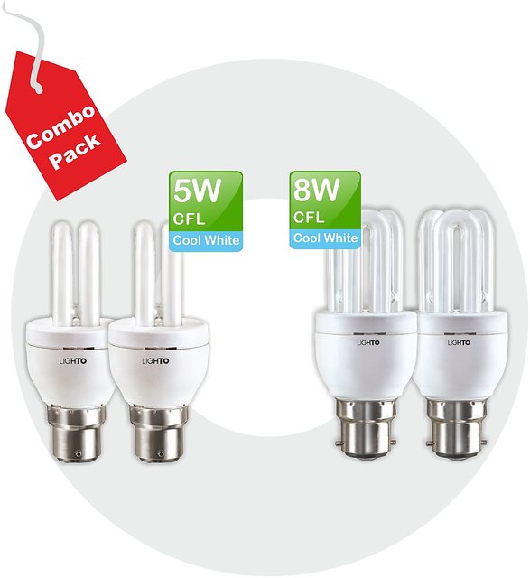 LightO CFL Combo Pack - 5W CDL T3 2U BC + 8W CDL T3 3U BC