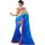 Mizzoli Spectacular Blue Georgette Saree with fancy multi traditional embroidery lace patch border will give yourself charming look.