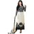 Clickedia Womens Straight Cut Georgette White Black Salwar Suit - Dress Material (Unstitched)
