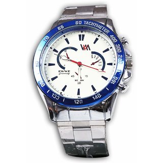 Men Sliver Steel Analog Nice Watch For Boys And Mens