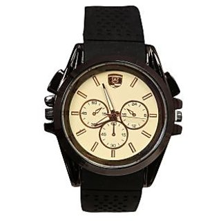Men Round Dial Black Belt Boys Analog Nice Watches