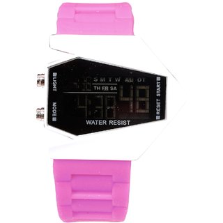 Unisex White Black Dial Pink Belt Digital Designer dial Women And Men Watches