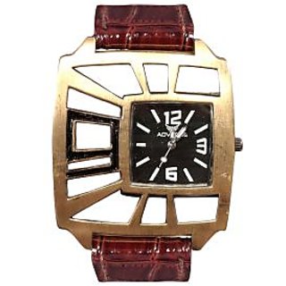 Men Ad Gloden Dial Brown Belt Designer Dial Watches.