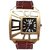 Men Ad Gloden Dial Brown Belt Designer Dial Watches.