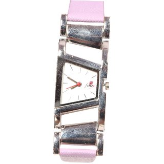 Women Sliver White Dial With Perpal belt Analog casual Girls And Ladies Watches