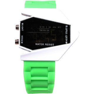 Unisex White Black Dial Green Belt Digital Designer dial Women And Men Watches