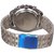 Men Big Blue White Dial sliver Analog Party Boy Watches