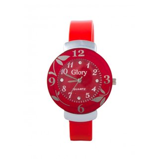 Addic Glory Circular Dial Red Strap Dial Watch For Women