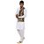 Ethiic Mens White And Blue Designer Linen Waistcoat Pathani