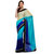 Yellow  Sea Green  Navy Blue Faux Crepe Shaded Saree