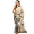 Beige Faux Chiffon Saree With Tree Print