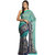 Emerald Green And Navy Blue Faux Chiffon Saree