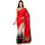 Red  Beige Faux Chiffon  Net Half Half Saree