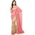 Salmon And Beige Half And Half Faux Georgette Saree